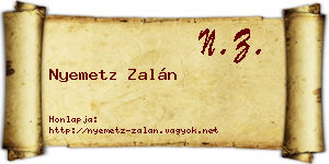 Nyemetz Zalán névjegykártya